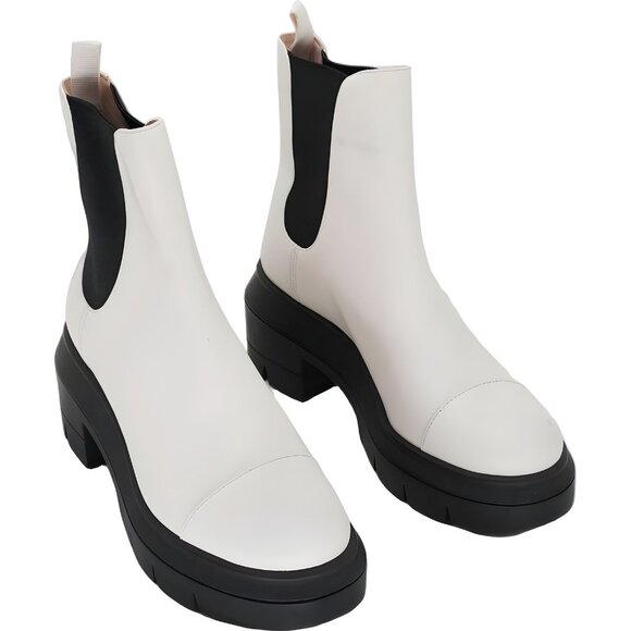 Stuart Weitzman Women's Norah Lug Sole White Boots - Size 5 - Picture 1 of 6
